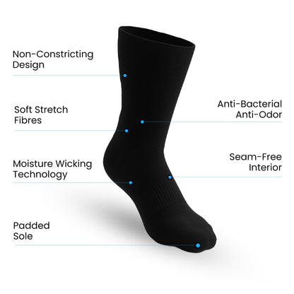 Padded Extra-Stretch Crew Socks - Black